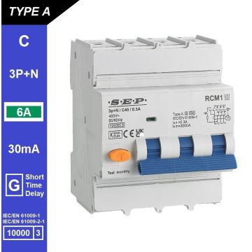 Schotman Elektro B.V. - SEP RCM1 3p+n C-karakteristiek 6A 10kA kortstondig vertraagd AG