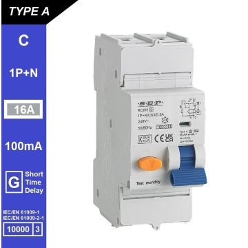 Schotman Elektro B.V. - SEP RCM1 1p+n C-karakteristiek 16A 10kA kortstondig vertraagd AG