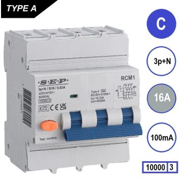 Schotman Elektro B.V. - SEP RCM4 3p+n C 16A 100mA 10kA aardlekautomaat