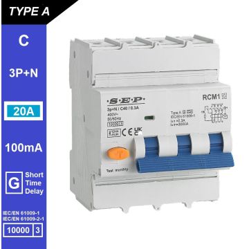 Schotman Elektro B.V. - SEP RCM1 3p+n C-karakteristiek 20A 10kA kortstondig vertraagd AG