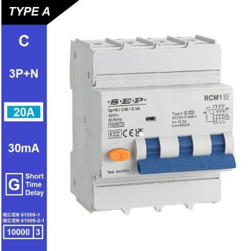 Schotman Elektro B.V. - SEP RCM1 3p+n C-karakteristiek 20A 10kA kortstondig vertraagd AG