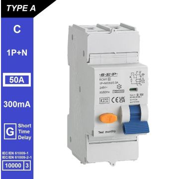 Schotman Elektro B.V. - SEP RCM1 1p+n C-karakteristiek 50A 10kA kortstondig vertraagd AG