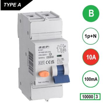 Schotman Elektro B.V. - SEP RCM1 1p+n B 10A 100mA 10kA aardlekautomaat