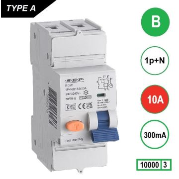 Schotman Elektro B.V. - SEP RCM1 1p+n B 10A 300mA 10kA aardlekautomaat
