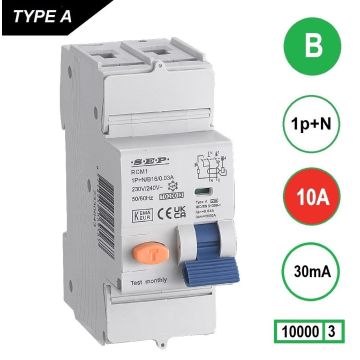 Schotman Elektro B.V. - SEP RCM1 1p+n B 10A 30mA 10kA aardlekautomaat