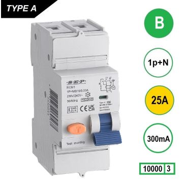 Schotman Elektro B.V. - SEP RCM1 1p+n B 25A 300mA 10kA aardlekautomaat