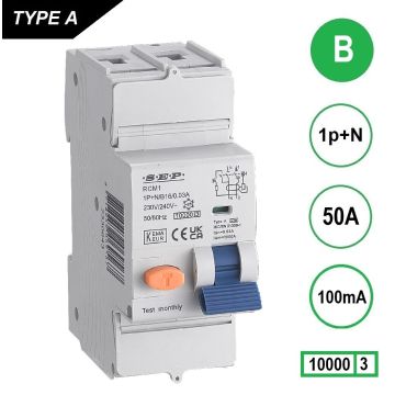 Schotman Elektro B.V. - SEP RCM1 1p+n B 50A 100mA 10kA aardlekautomaat