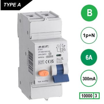 Schotman Elektro B.V. - SEP RCM1 1p+n B 6A 300mA 10kA aardlekautomaat