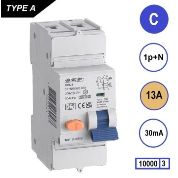 Schotman Elektro B.V. - SEP RCM1 1p+n C 13A 30mA 10kA aardlekautomaat