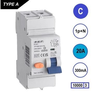 Schotman Elektro B.V. - SEP RCM1 1p+n C 20A 300mA 10kA aardlekautomaat