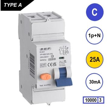 Schotman Elektro B.V. - SEP RCM1 1p+n C 25A 30mA 10kA aardlekautomaat