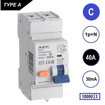 Schotman Elektro B.V. - SEP RCM1 1p+n C 40A 30mA 10kA aardlekautomaat