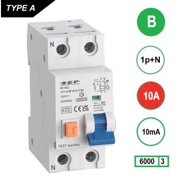 Schotman Elektro - SEP RCM2 aardlekautomaat B10A 6kA