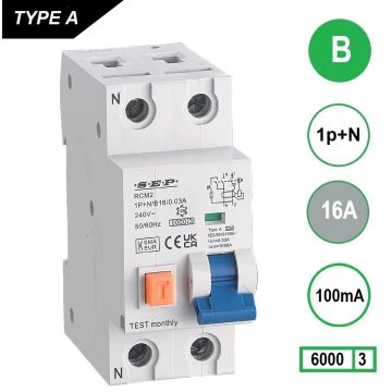 Schotman Elektro - SEP RCM2 aardlekautomaat B16A 6kA