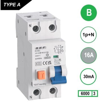 Schotman Elektro - SEP RCM2 aardlekautomaat B16A 6kA