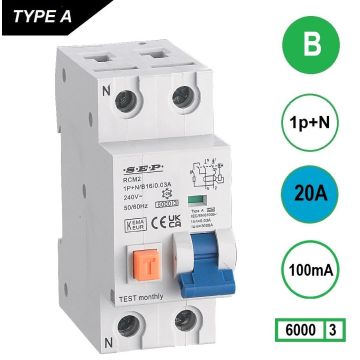Schotman Elektro - SEP RCM2 aardlekautomaat B20A 6kA