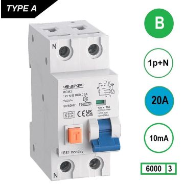 Schotman Elektro - SEP RCM2 aardlekautomaat B20A 6kA