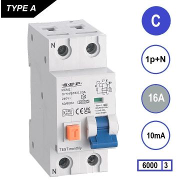 Schotman Elektro - SEP RCM2 aardlekautomaat C16A 6kA
