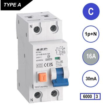 Schotman Elektro - SEP RCM2 aardlekautomaat C16A 6kA
