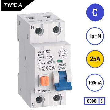 Schotman Elektro - SEP RCM2 aardlekautomaat C25A 6kA