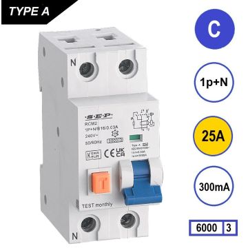 Schotman Elektro - SEP RCM2 aardlekautomaat C25A 6kA