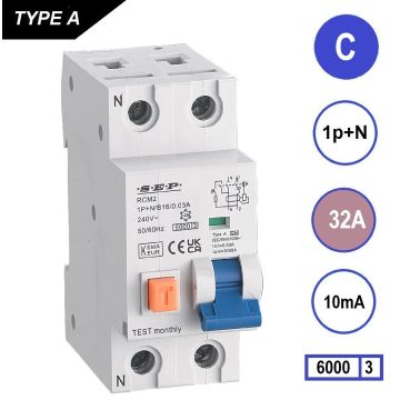 Schotman Elektro - SEP RCM2 aardlekautomaat C32A 6kA