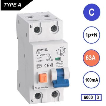 Schotman Elektro - SEP RCM2 aardlekautomaat C63A 6kA