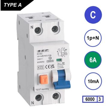Schotman Elektro - SEP RCM2 aardlekautomaat C6A 6kA