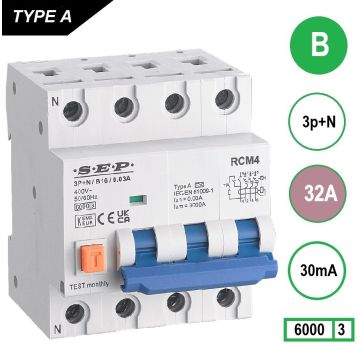 SEP RCM4 Aardlekautom. 3p+n B32 30mA 6kA