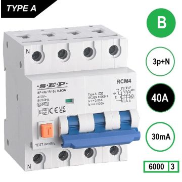 SEP RCM4 Aardlekautom. 3p+n B40 30mA 6kA 