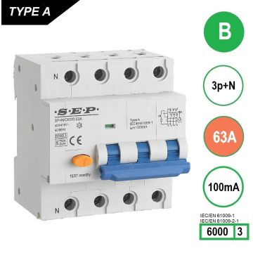 Schotman Elektro B.V. - SEP RCM4 Aardlekautom. 3p+n B63 100mA 6kA