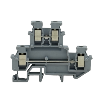 SEP SRK-2.5-etage grijze etageklem, 2,5mm2 zijaanzicht met aansluitingen - modulaire DIN-rail, 2011300560, GTIN 8718959078392