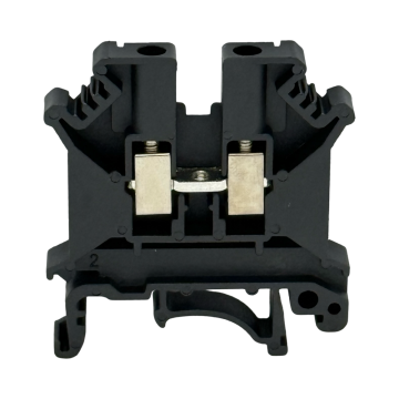 SEP SRK-5-BL zwarte rijgklem, 4mm2 zijaanzicht met aansluitingen - modulaire DIN-rail, 2011300160, GTIN 8718959077999