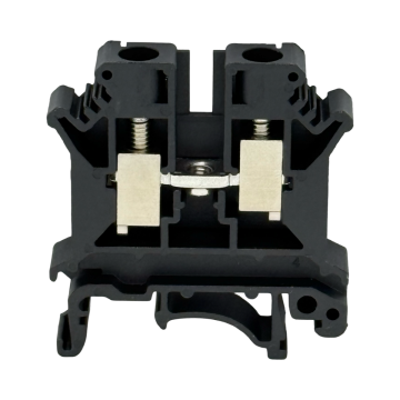 SEP SRK-6-BL zwarte rijgklem, 6mm2 zijaanzicht met aansluitingen - modulaire DIN-rail, 2011300200, GTIN 8718959078033