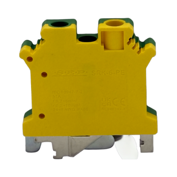 SEP SRK-6-PE geel/groene aardklem, 6mm2 zijaanzicht rijgklem - modulaire DIN-rail, 2011300530, GTIN 8718959078361