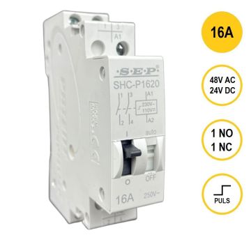 Schotman Elektro B.V. - SEP SHC pulsrelais 16A, 1 maak 1 verbreek